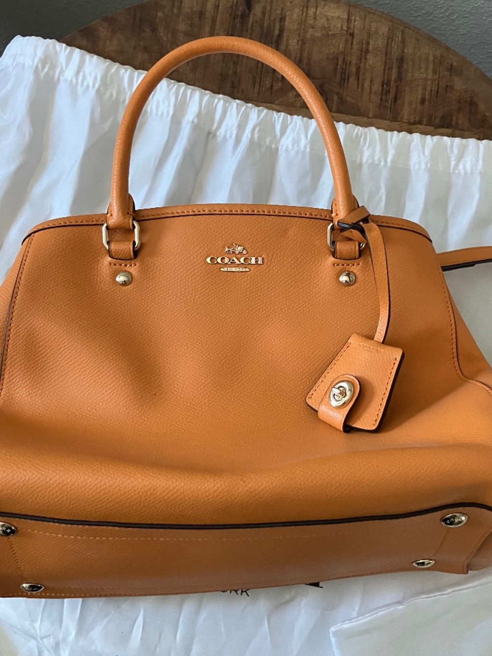 Coach Orange Leather Shoulder Bag with Gold Hardware Never used, in dust cover - Picture 2 of 7